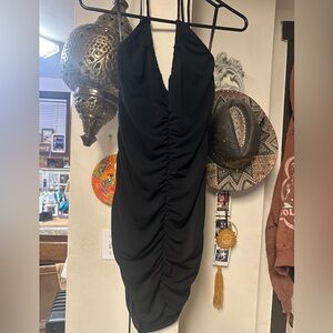 Motel Rocks Black Ruched Backless Dress